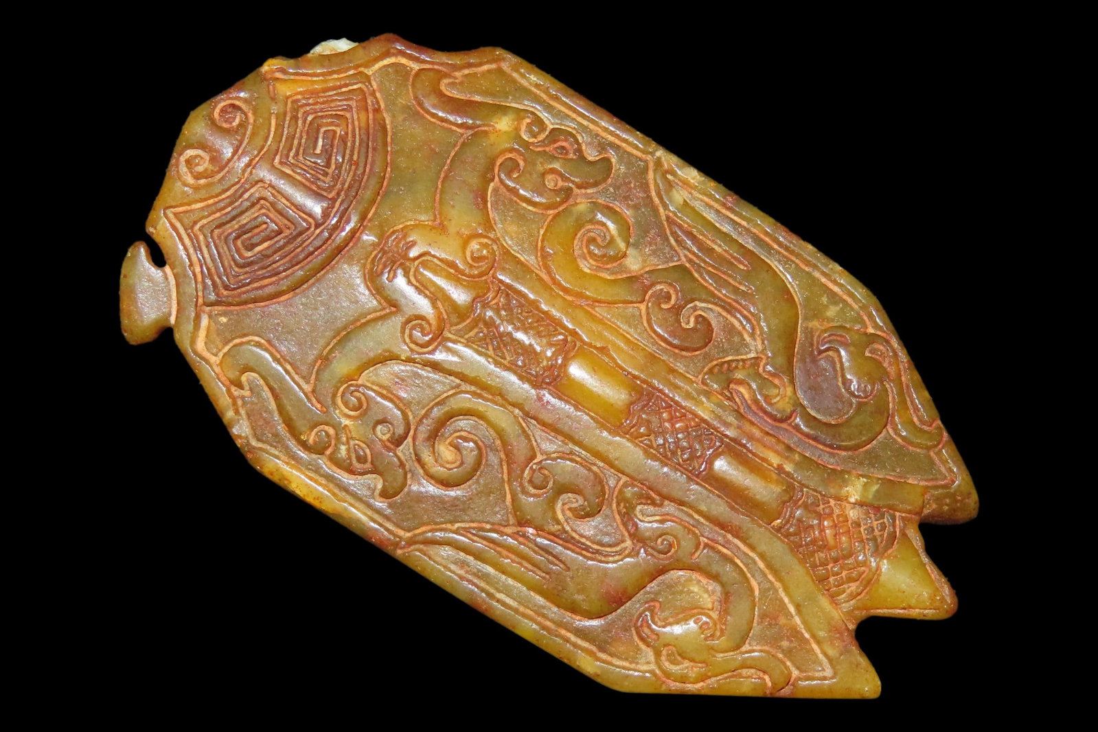 Nice Antique Chinese Hongshan Culture Jade Effigy Pendant, Hand Made Example.: Nice Antique Chinese Hongshan Culture Jade Effigy Pendant, Hand Made Example.