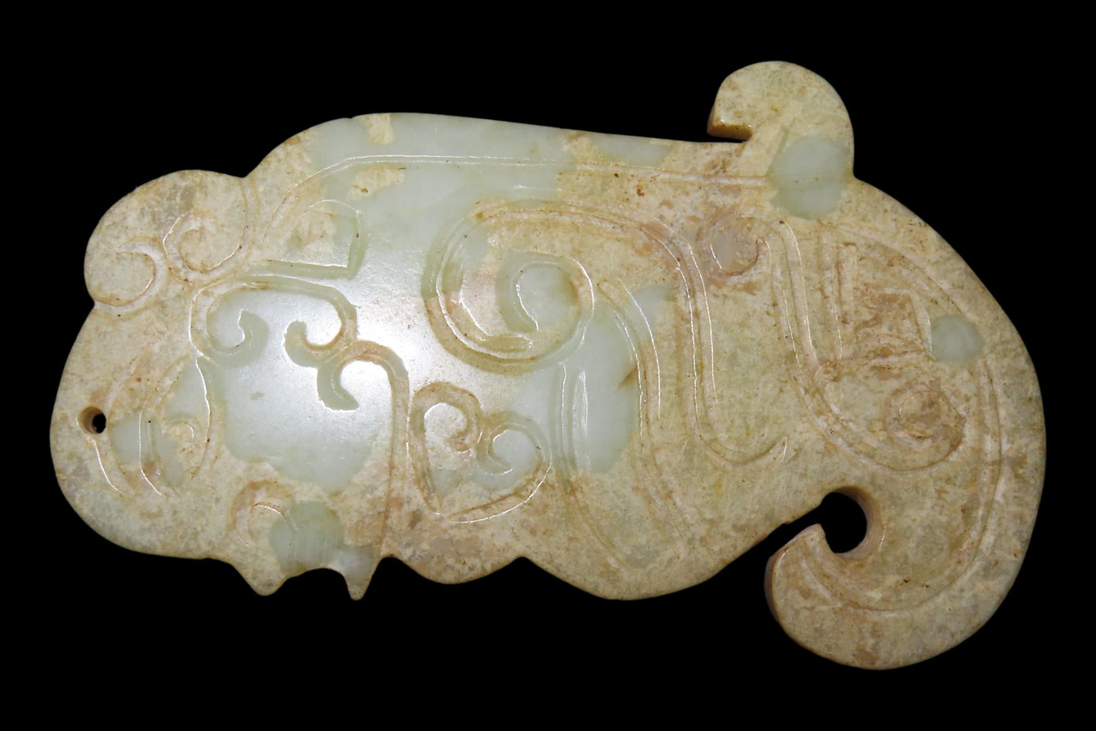 Nice Antique Chinese Hongshan Culture Jade Effigy Pendant, Hand Made Example.: Nice Antique Chinese Hongshan Culture Jade Effigy Pendant, Hand Made Example.