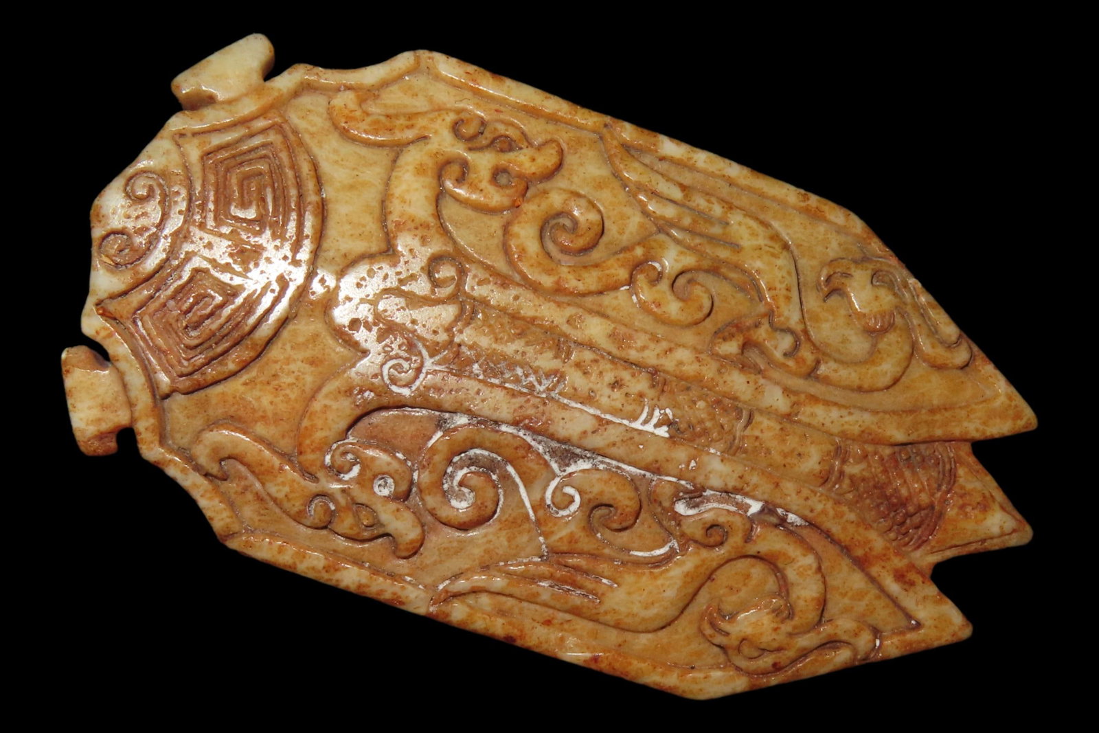 Nice Antique Chinese Hongshan Culture Jade Effigy Pendant, Hand Made Example.: Nice Antique Chinese Hongshan Culture Jade Effigy Pendant, Hand Made Example.