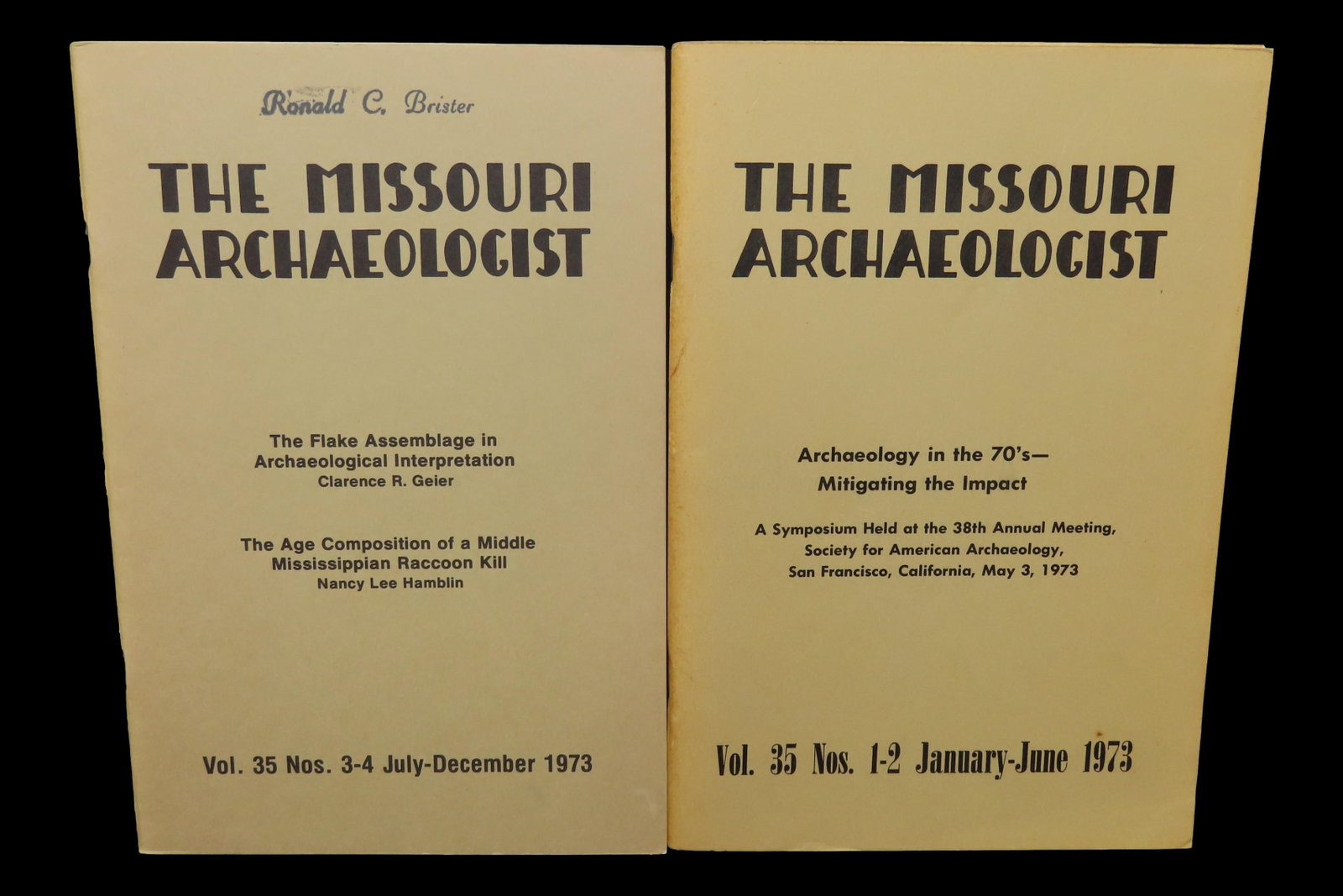 Complete Set of 1973 Missouri Archaeologist. Full of Pics & Articles on all kinds of Artifacts & (1 of 3)