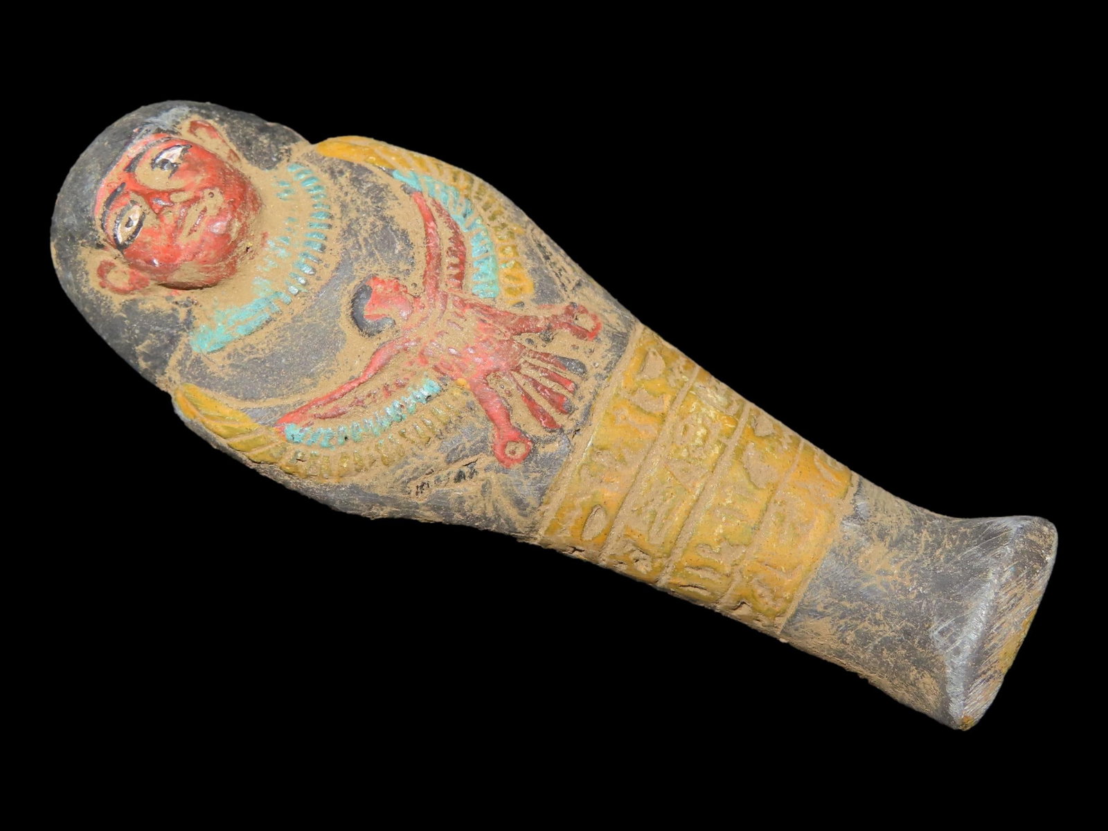 3 3/4" Egyptian Ushtabi / Shabti 1085-730 BC, Faience, Nice Example with nice Original Paint & Great (1 of 7)