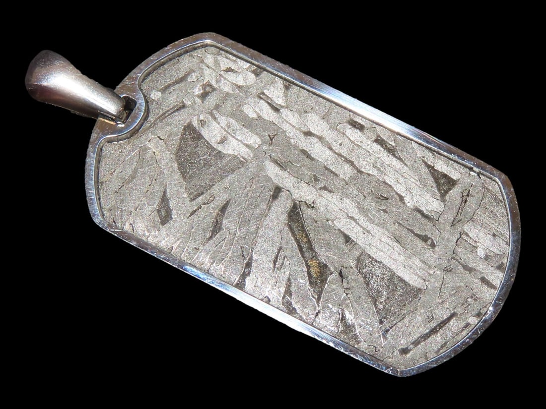 Nice Cut & Polished Meteorite Slab Pendant, Beautiful Windmanstatten Pattern: Nice Cut & Polished Meteorite Slab Pendant, Beautiful Windmanstatten Pattern