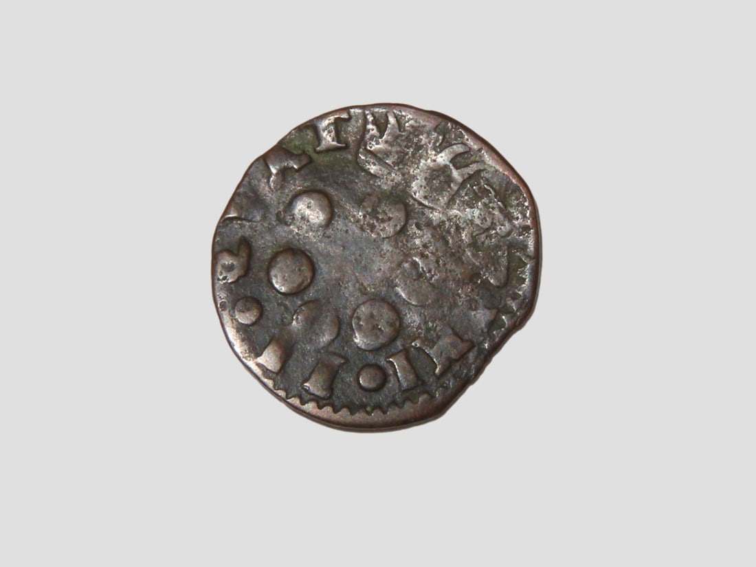1687 Dated Colonial Era Coin with a Cross on one side, About the size of a Dime, Great Early Nearly: 1687 Dated Colonial Era Coin with a Cross on one side, About the size of a Dime, Great Early Nearly 340 Year Old Coin