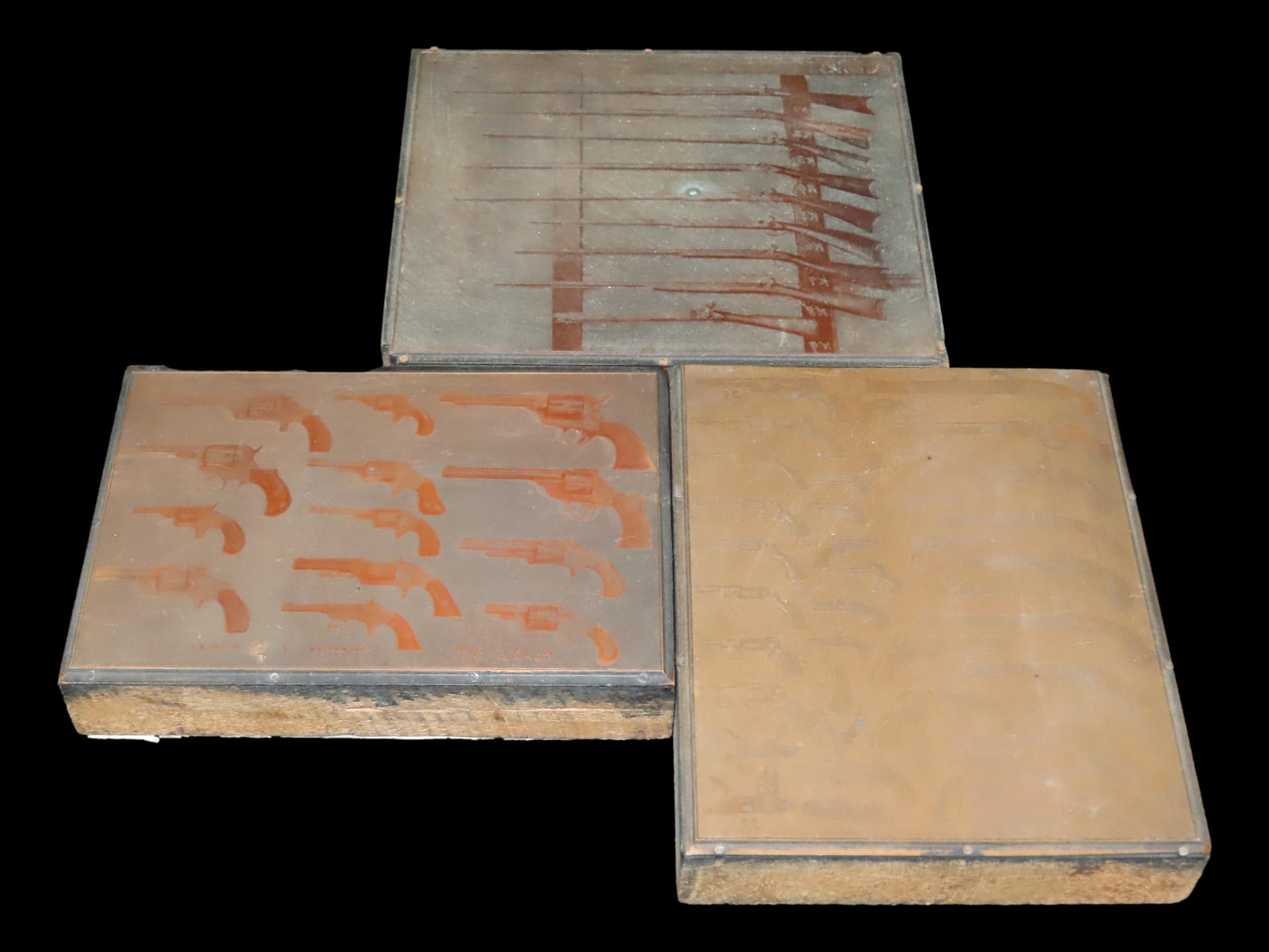 Lot of Antique Copper Printing Plates with Guns, Pistols, Colts, Revolvers, etc. Used in Rev. (1 of 6)