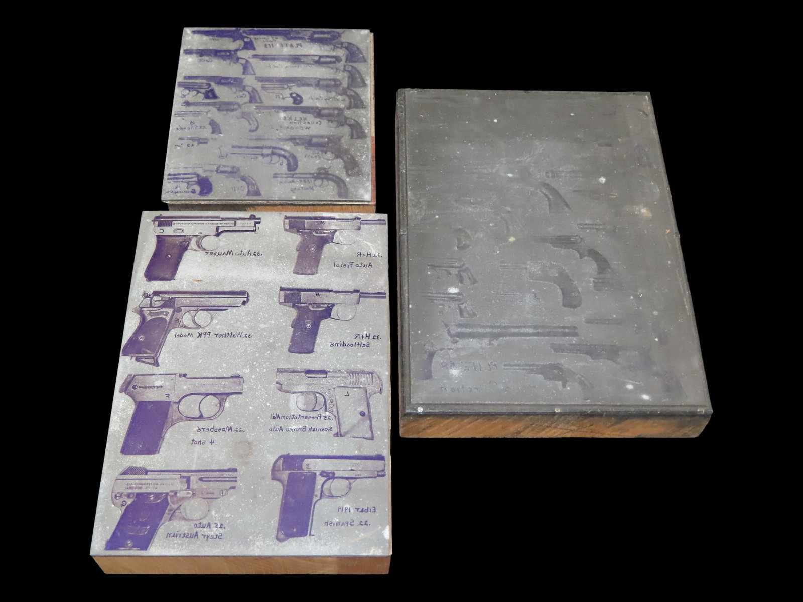 Lot of Antique Printing Plates with Guns, Pistols, Colts, Revolvers, etc. Used in Rev. Heike's Book (1 of 6)