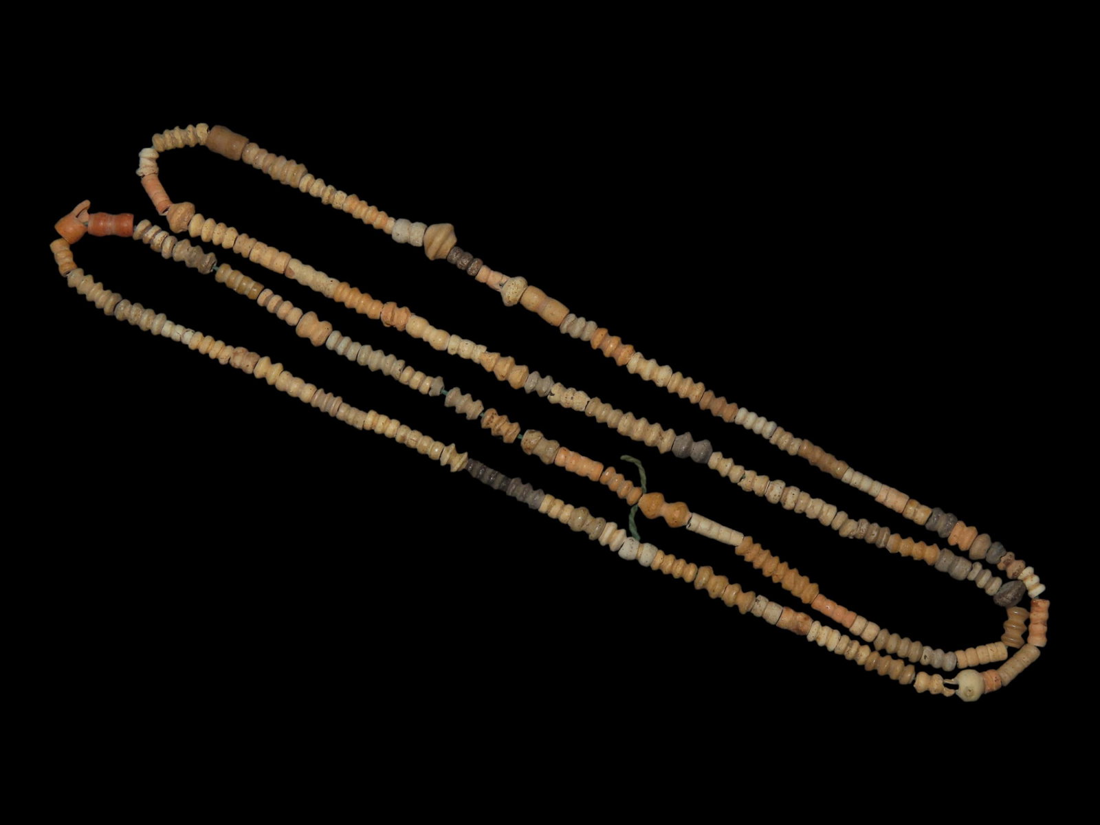 21" Long Egyptian Mummy Bead Necklace W/ Amulet. Stone & Faience Beads, Egypt Amulet is likely (1 of 4)