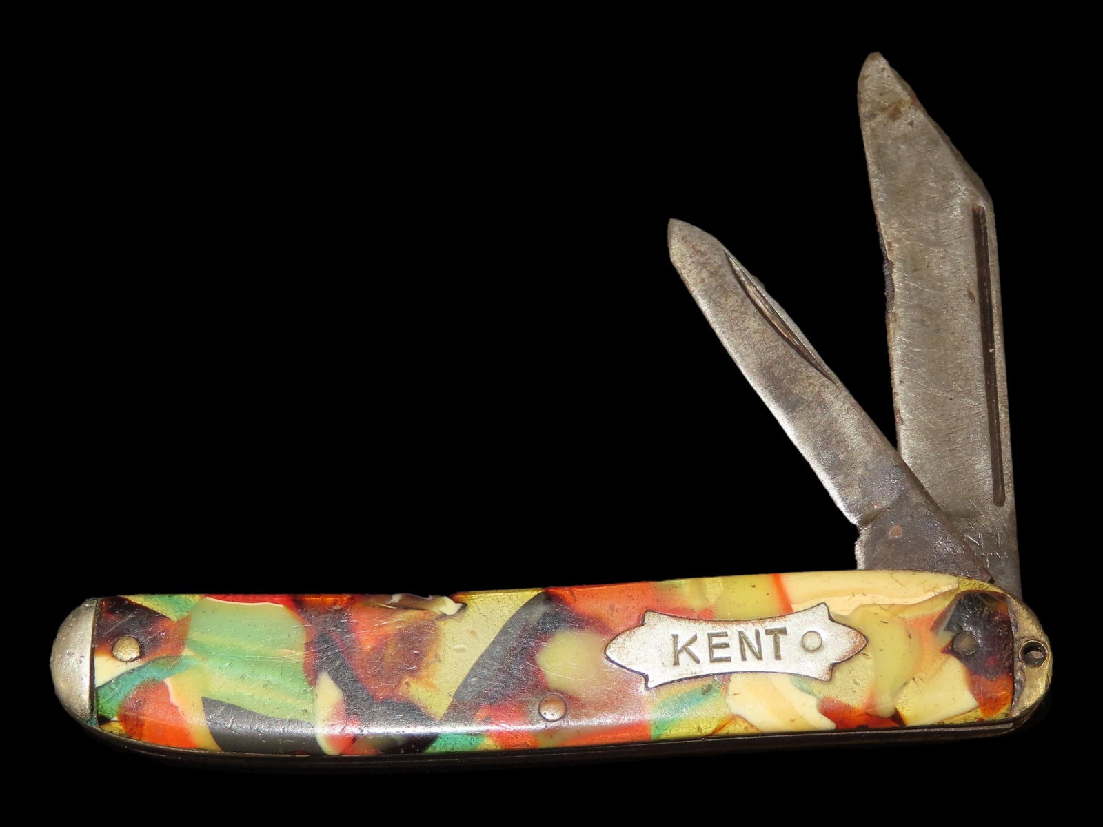 Vintage Pocket Knife, Colorful handles, Dual Blade. Kent, New York City. NYC.: Vintage Pocket Knife, Colorful handles, Dual Blade. Kent, New York City. NYC.