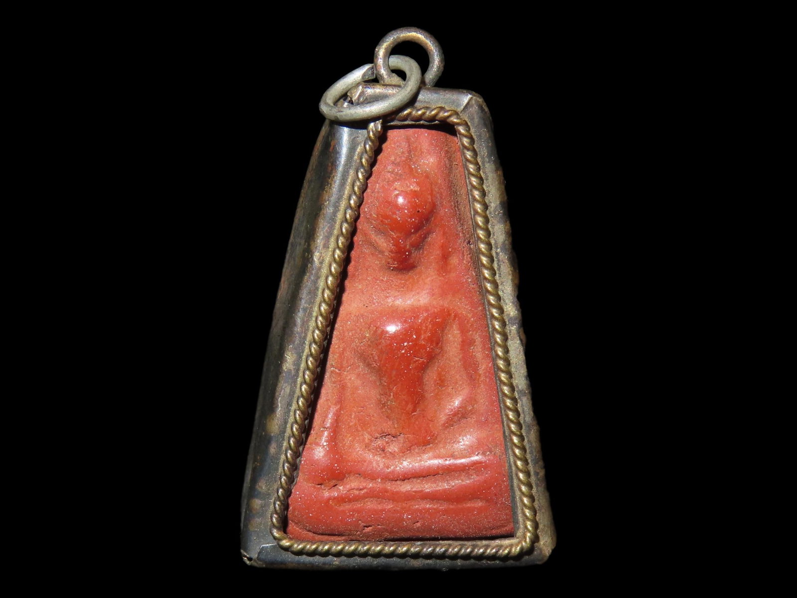 Antique Chinese Carved Stone Religious Buddha Pendant, Wrapped in Bronze Bezel, Great Vintage Piece: Antique Chinese Carved Stone Religious Buddha Pendant, Wrapped in Bronze Bezel, Great Vintage Piece of Jewelry