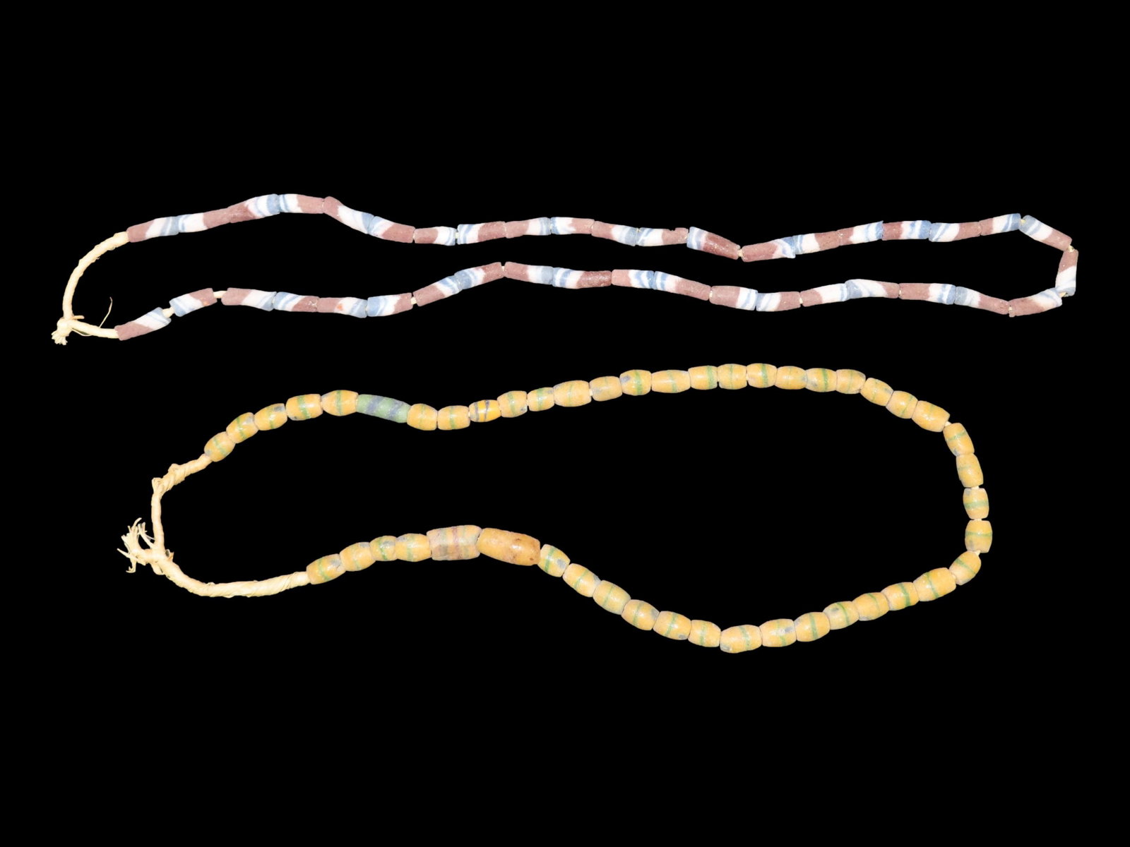 Two Colorful Strands of Sand Cast Trade Beads. Africa (1 of 5)