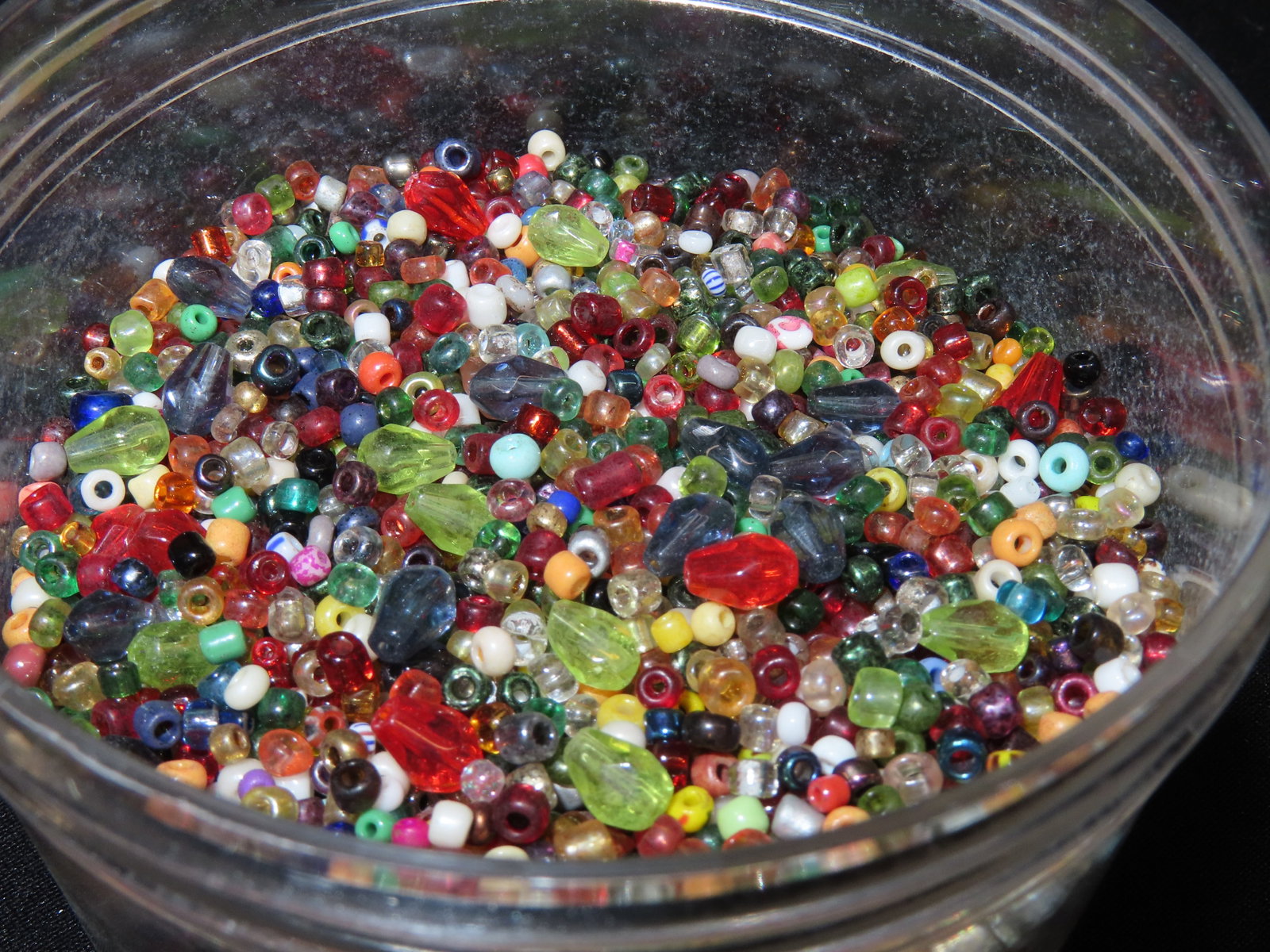 Old Jar Full of 1000's of Colorful Trade Beads. Columbia River, Oregon Area (1 of 3)