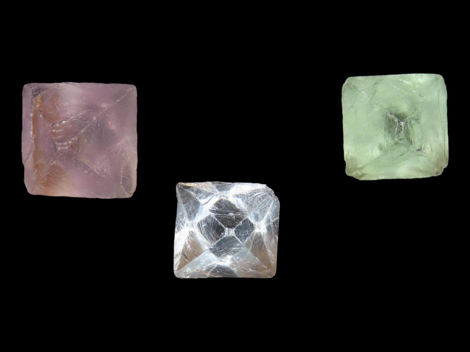 Lot of Fluorspar / Fluorite Crystals From Illinois. One Purple, Green, and light Blue: Lot of Fluorspar / Fluorite Crystals From Illinois. One Purple, Green, and light Blue