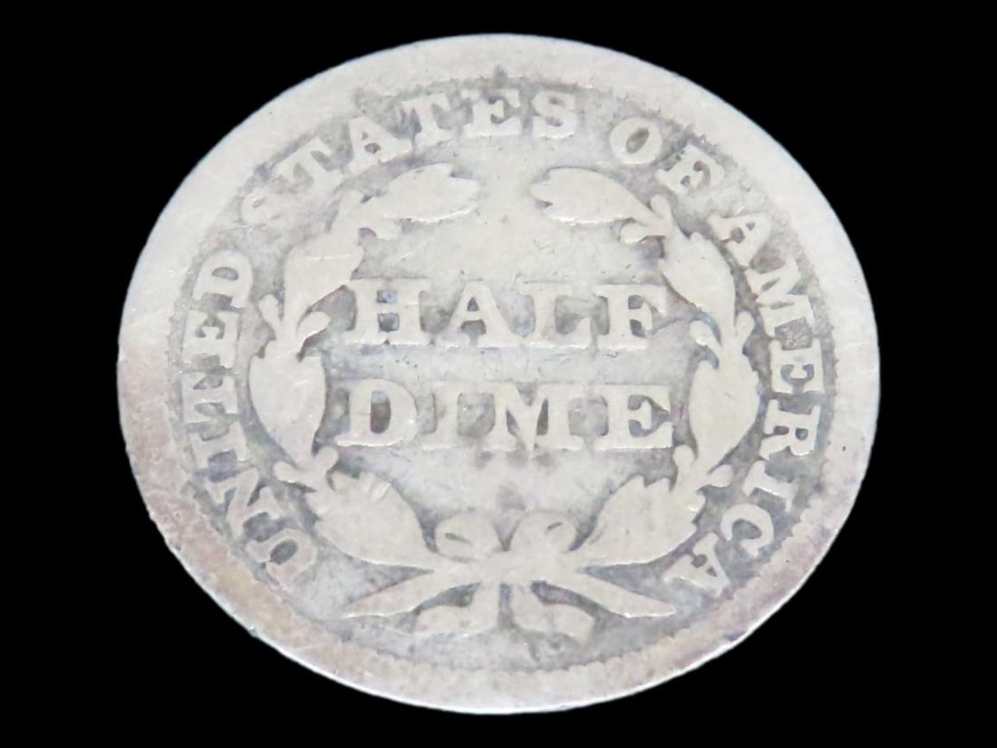 1857 Silver Half Dime, Obsolete U.S. Silver Coin. Called a half Dime before they became a Nickel.: 1857 Silver Half Dime, Obsolete U.S. Silver Coin. Called a half Dime before they became a Nickel. Very small and too easy to lose!