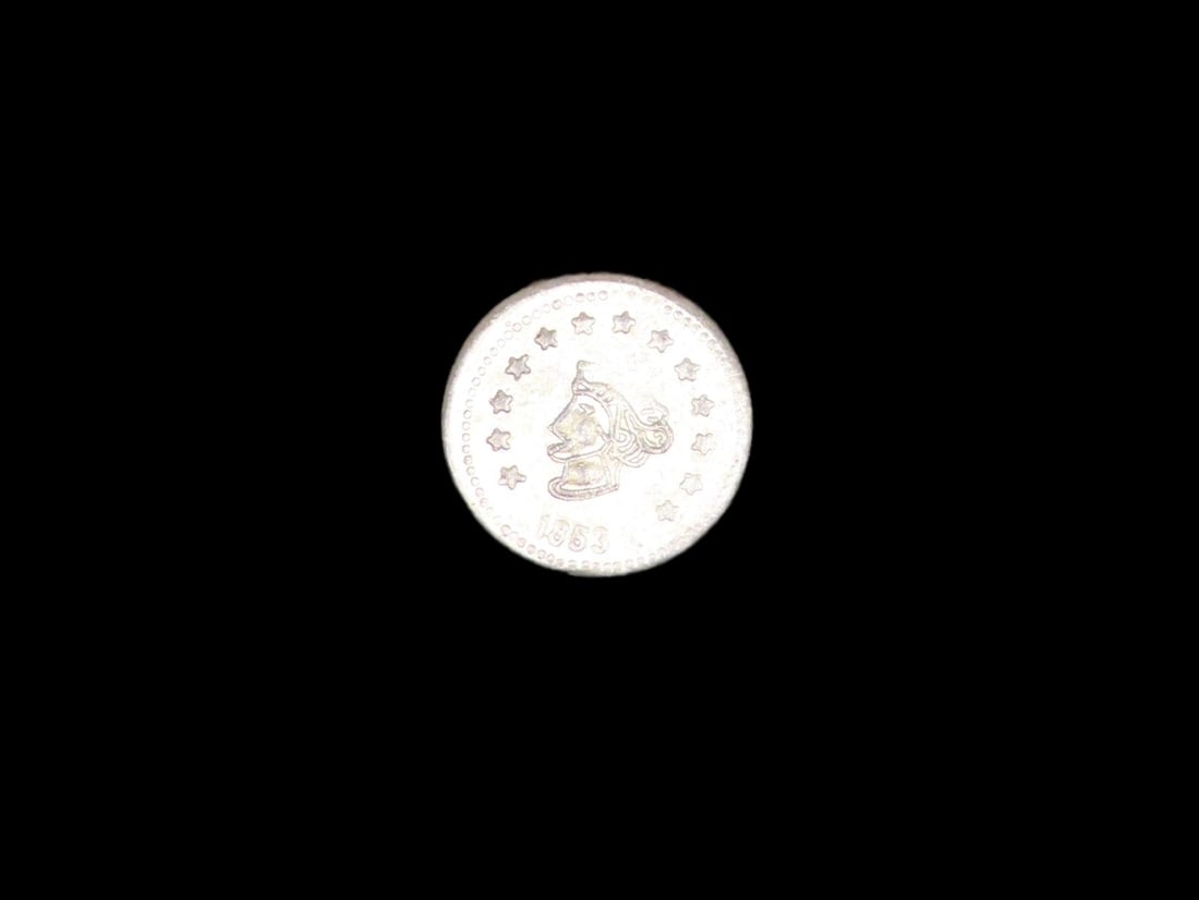 1853 California Gold Rush Era Token / Coin. Exact Gold Content Unknown.: 1853 California Gold Rush Era Token / Coin. Exact Gold Content Unknown.