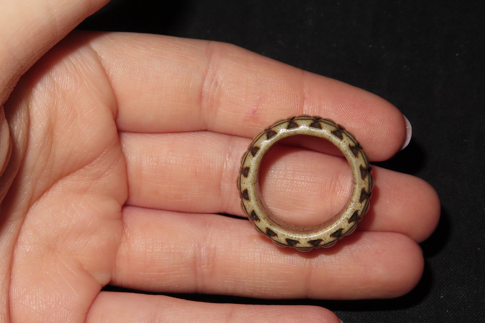 Antique Carved Bone Ring - 2