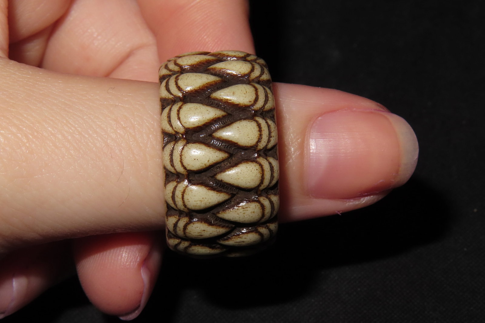 Antique Carved Bone Ring - 3