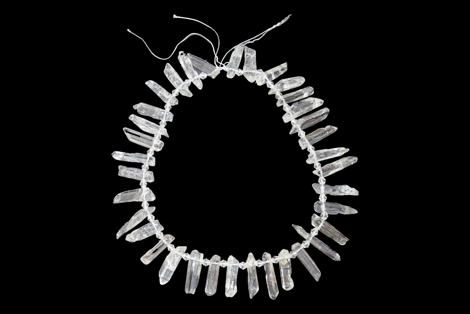 Vintage 16" Strand of Graduated Clear Quartz Crystal Beads / Pendants.: Vintage 16" Strand of Graduated Clear Quartz Crystal Beads / Pendants.