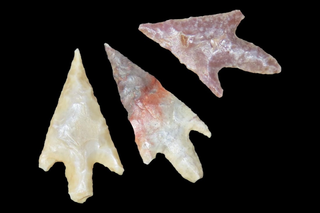 Nice lot of Higher Grade African Neolithic Arrowheads, Africa. Colorful Notched types. (1 of 14)