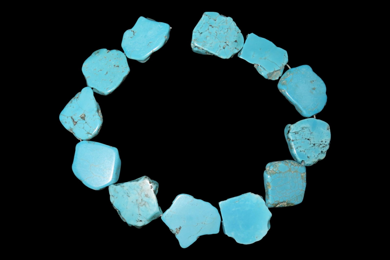 17" drilled Turquoise Nugget Bead necklace, Great Color: 17" drilled Turquoise Nugget Bead necklace, Great Color