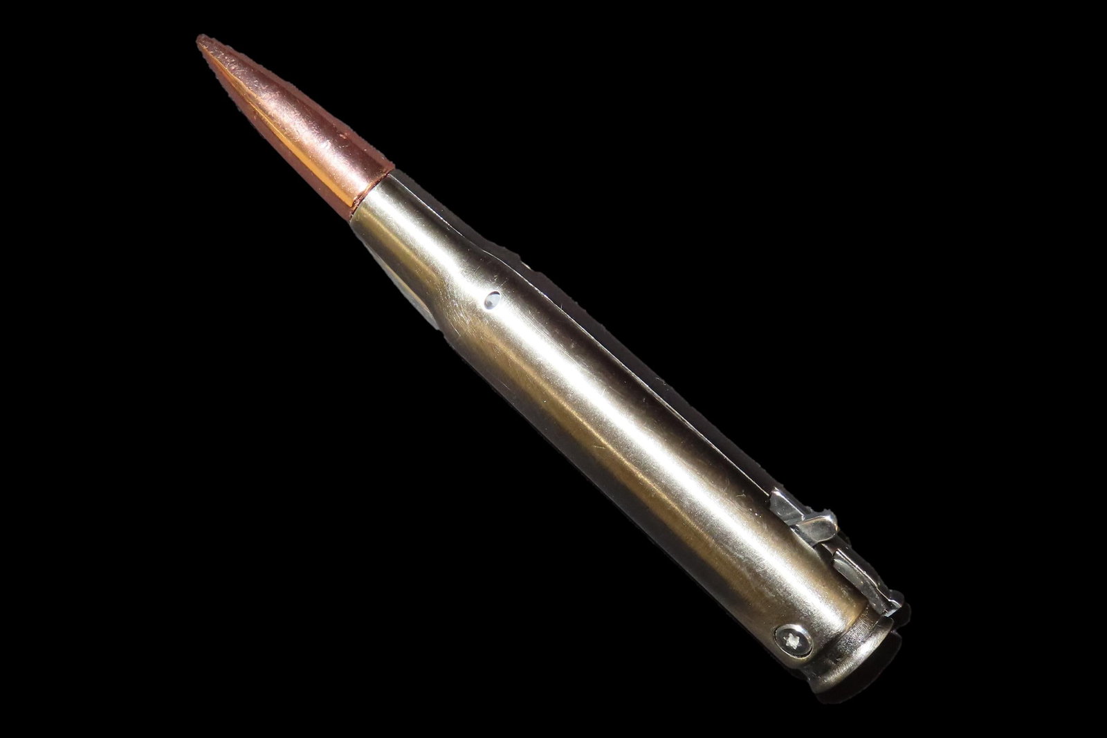 Nice All Metal .50 Cal Full Size Pocket Knife. 9 1/2" Open, 5 1/2" Closed. Solid built with great: Nice All Metal .50 Cal Full Size Pocket Knife. 9 1/2" Open, 5 1/2" Closed. Solid built with great detail.