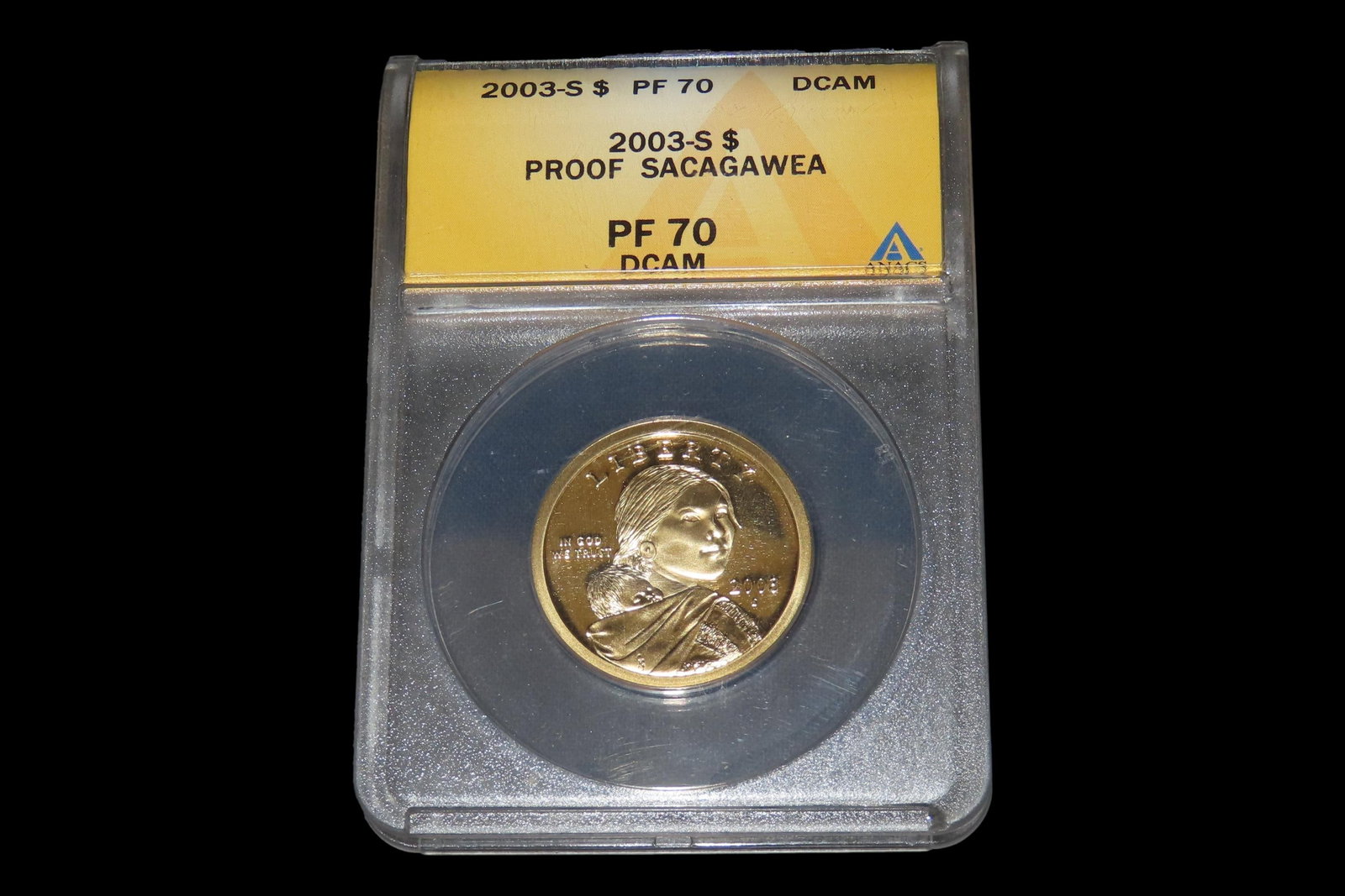 HIGH GRADE Proof 69 Deep Cameo PCGS Slabbed & Graded 2003-S Sacagawea $1 Dollar U.S. Gold Colored: HIGH GRADE Proof 69 Deep Cameo PCGS Slabbed & Graded 2003-S Sacagawea $1 Dollar U.S. Gold Colored Clad Coin