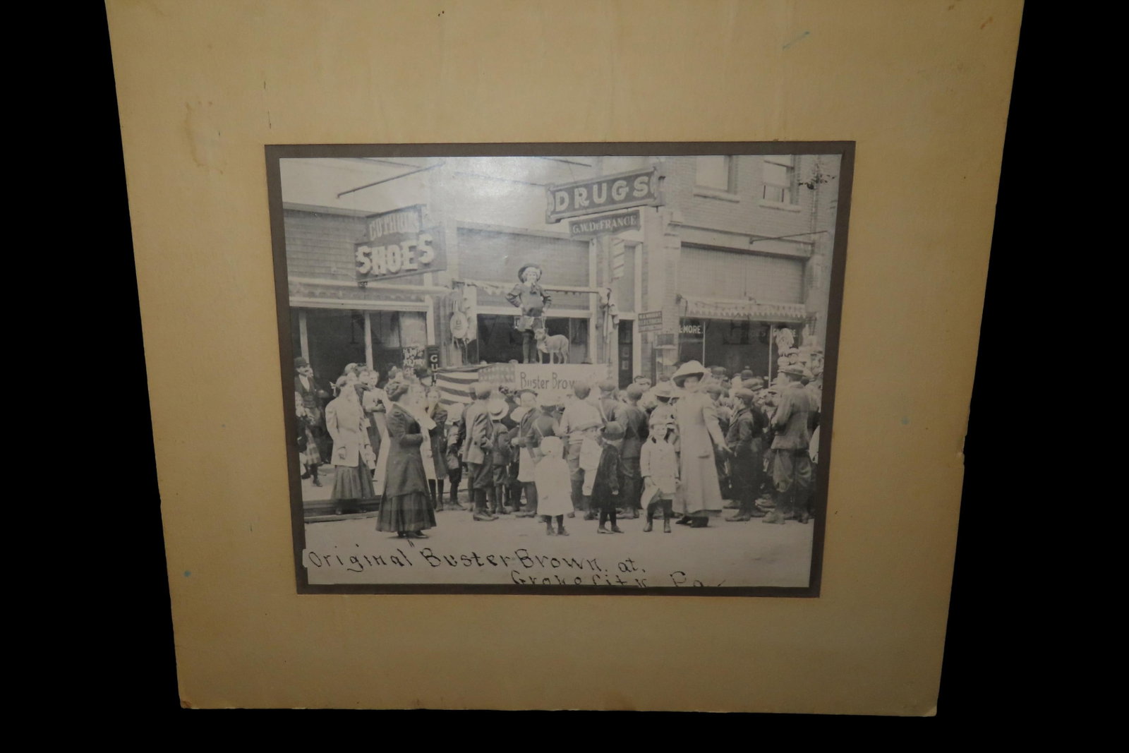 Early 1900's 18" x 16" Promotional Picture of the Original Buster Brown at Grove City PA,: Early 1900's 18" x 16" Promotional Picture of the Original Buster Brown at Grove City PA, Pennsylvania