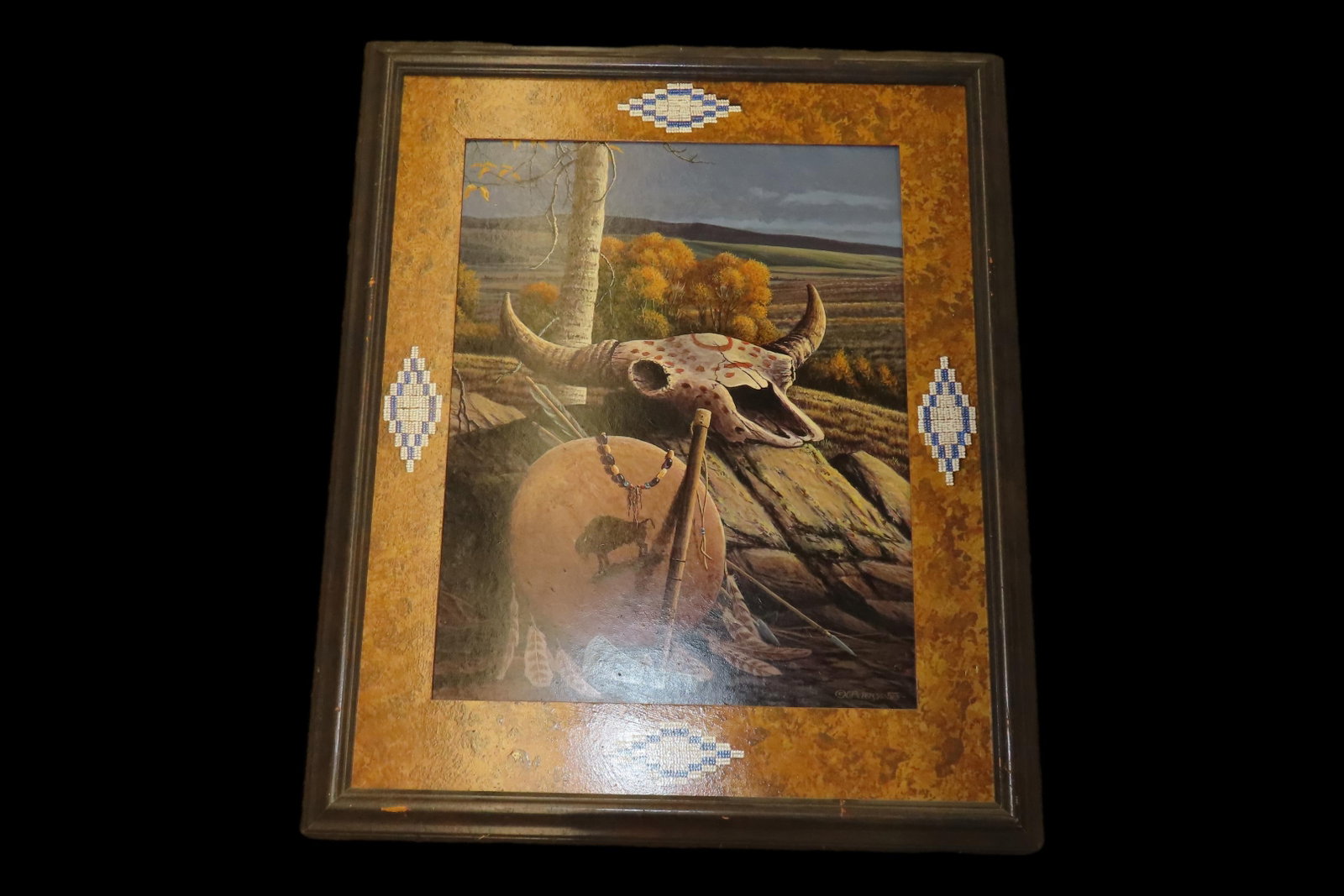 Nice Large 27" x 33" Professionally Framed Southwest Plains Indian Art Painting by G. Peterson, (1 of 4)