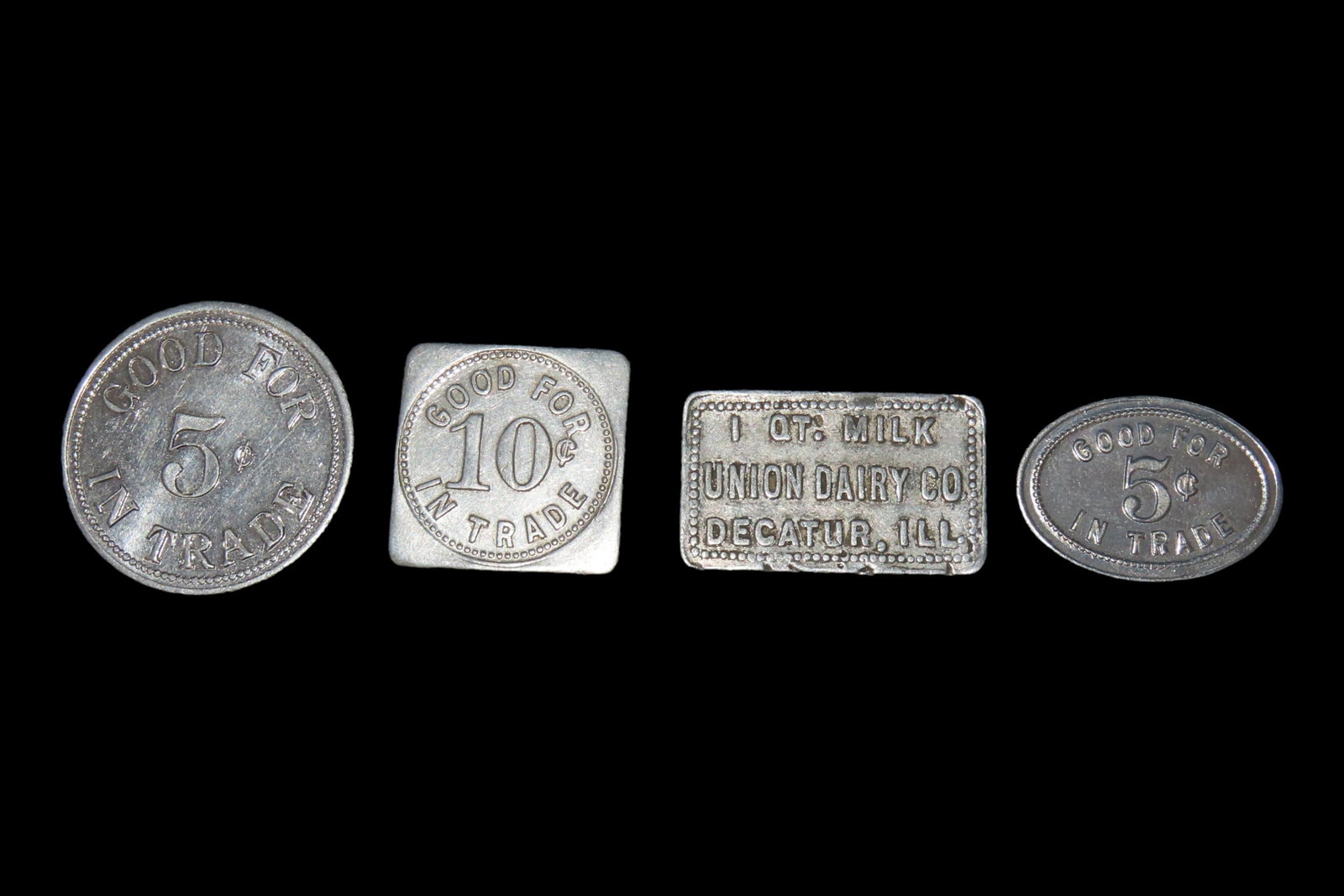Vintage Lot of early 1900's Illinois Store Advertising Trade Tokens. Belleville, Utica, Freeport, (1 of 3)