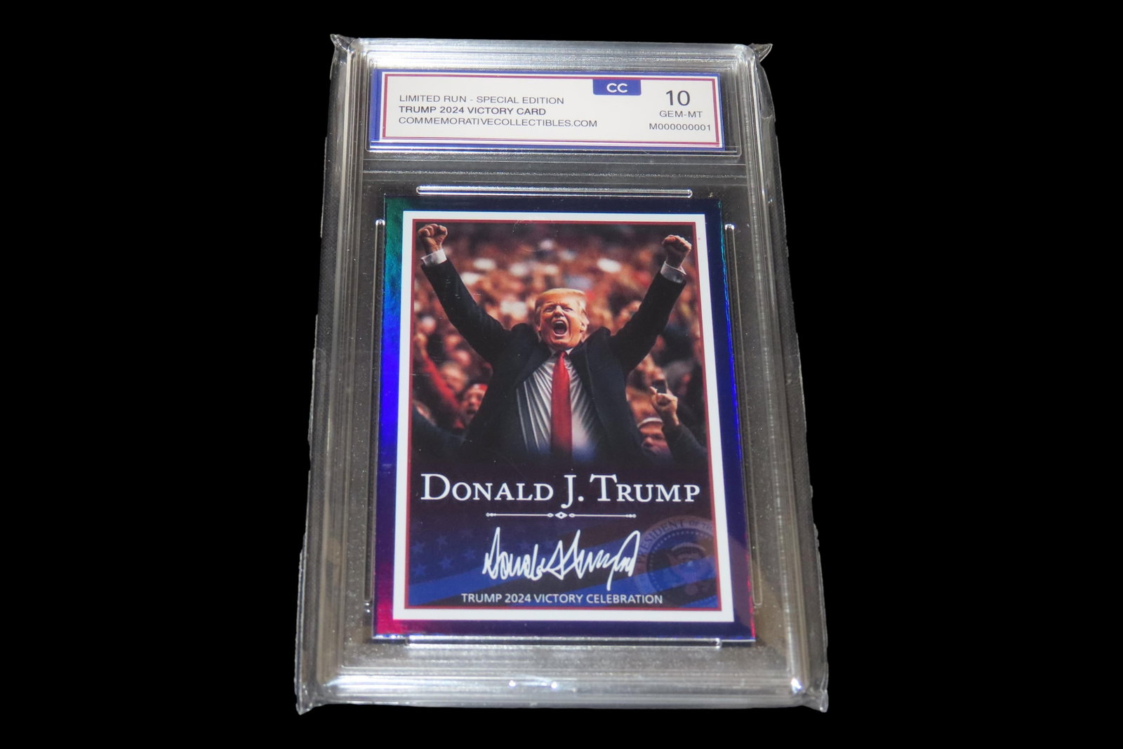 Special Edition President Donald Trump Victory Card, Baseball Card, Graded perfect 10, Slabbed.: Special Edition President Donald Trump Victory Card, Baseball Card, Graded perfect 10, Slabbed.