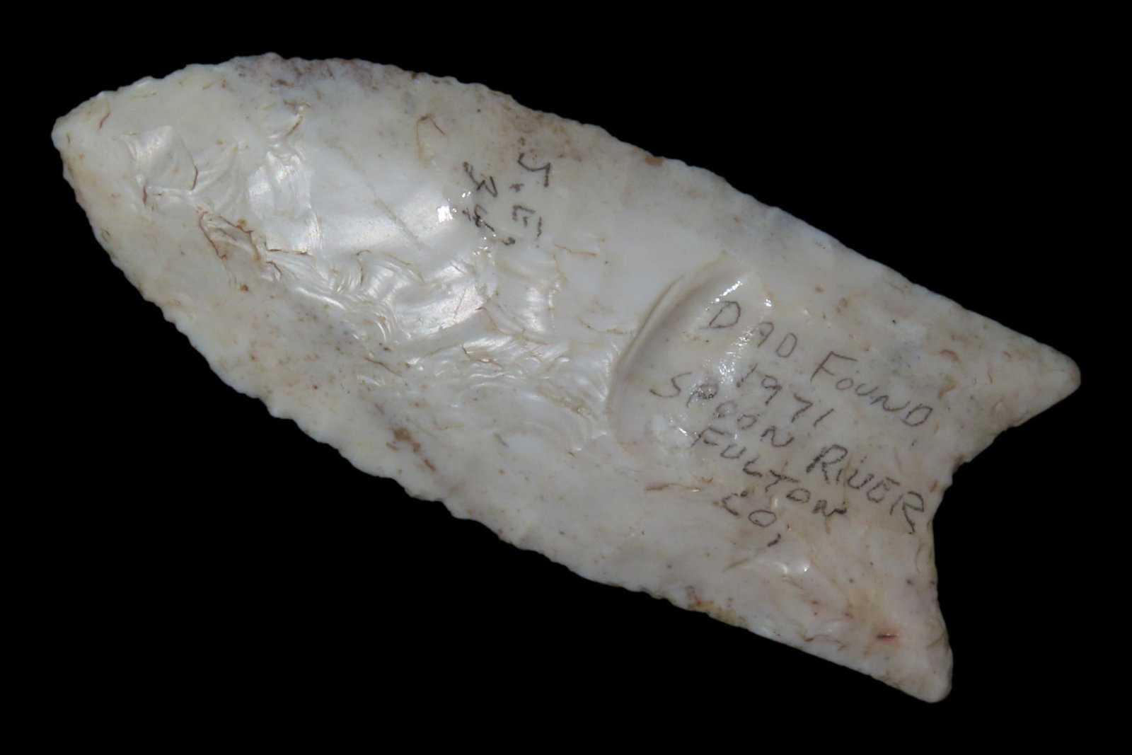 3 7/16" Clovis, Putty COA, Granger COA, Avon Chert, Fulton Co., Illinois, Found by Jerry Edwards,: 3 7/16" Clovis, Putty COA, Granger COA, Avon Chert, Fulton Co., Illinois, Found by Jerry Edwards, Ex. D. Dean Mesnard Jr.
