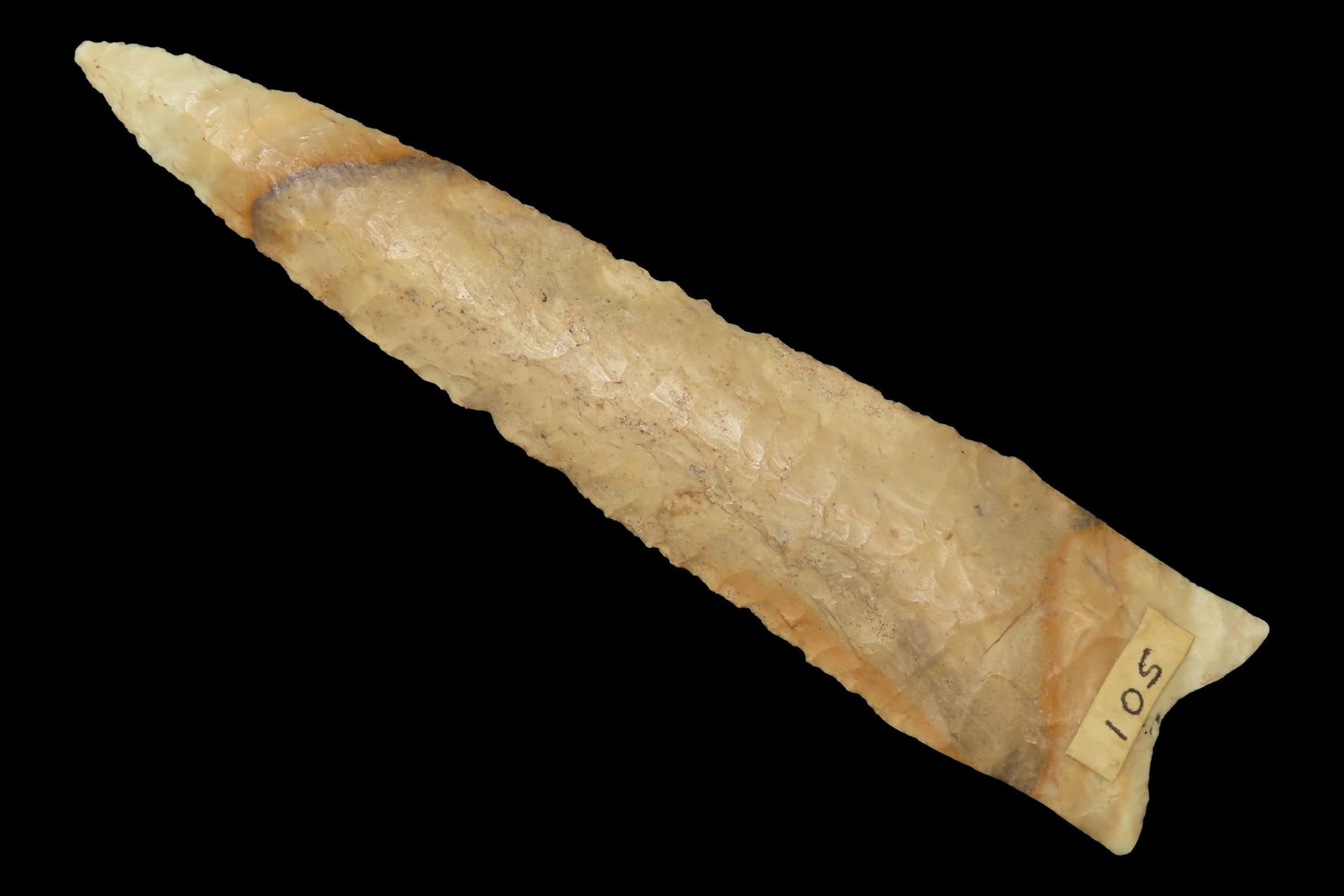 5 1/2" x 1 1/4" Dalton, Dickey COA, Crescent Quarry Chert, Saline Co., Missouri, Ex. E. H. Harmon: 5 1/2" x 1 1/4" Dalton, Dickey COA, Crescent Quarry Chert, Saline Co., Missouri, Ex. E. H. Harmon