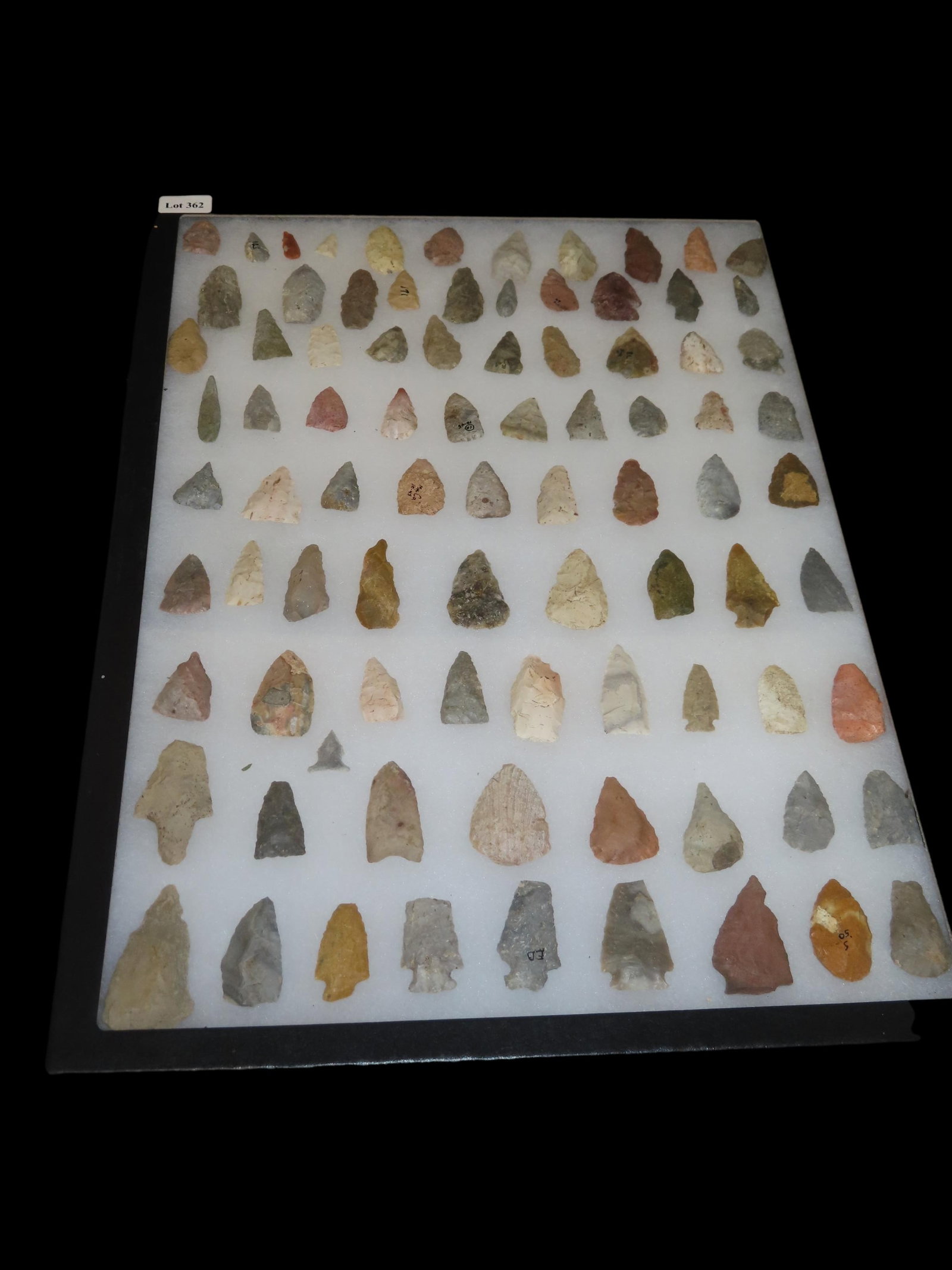 12" x 18" Riker Frame of Triangular and Miscellaneous Bird Points, Kansas (1 of 6)