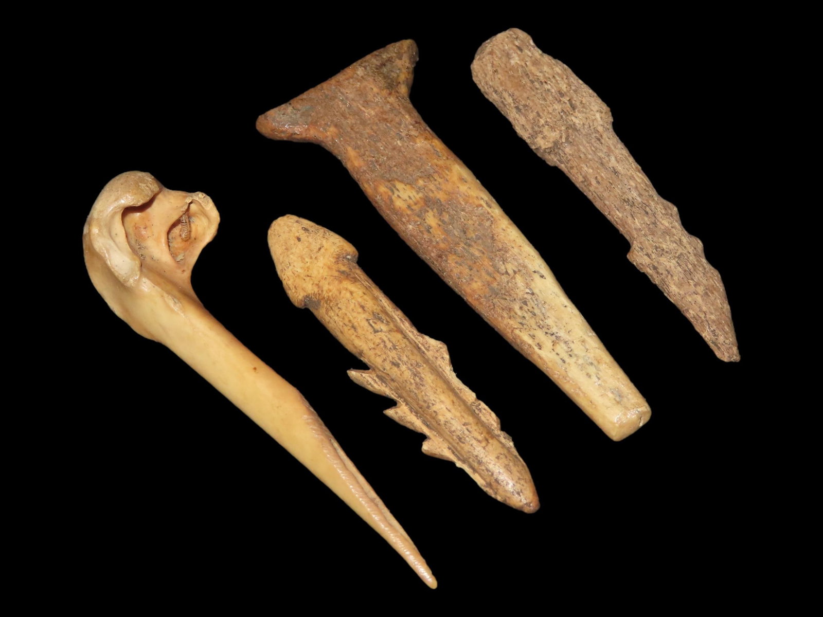 Lot of Alaskan Eskimo Tools, Awls, Harpoon Head, and Plug, Fine Examples (1 of 6)