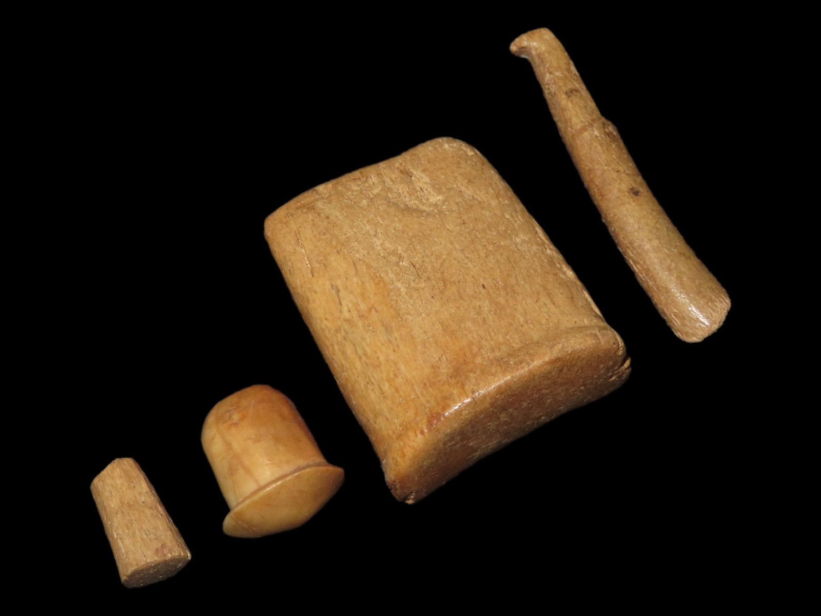 Lot of Alaskan Eskimo Lip or Seal Plugs and Tool, Great Polish from Use Wear (1 of 5)
