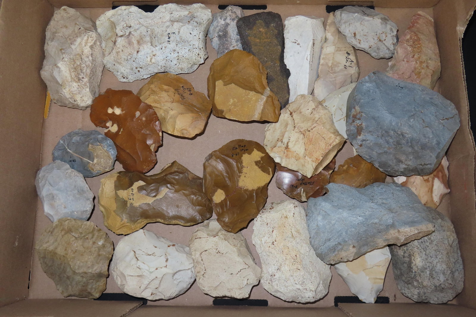 Box of Site Material, Flint Cores, Scrapers, and Miscellaneous Tools, Kansas (1 of 8)