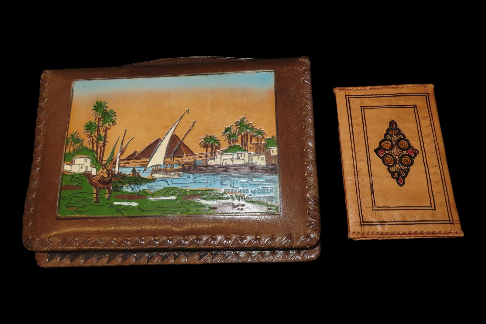 Lot of 2 Leather Binders Obtained in Egypt, Neat Pieces: Lot of 2 Leather Binders Obtained in Egypt, Neat Pieces