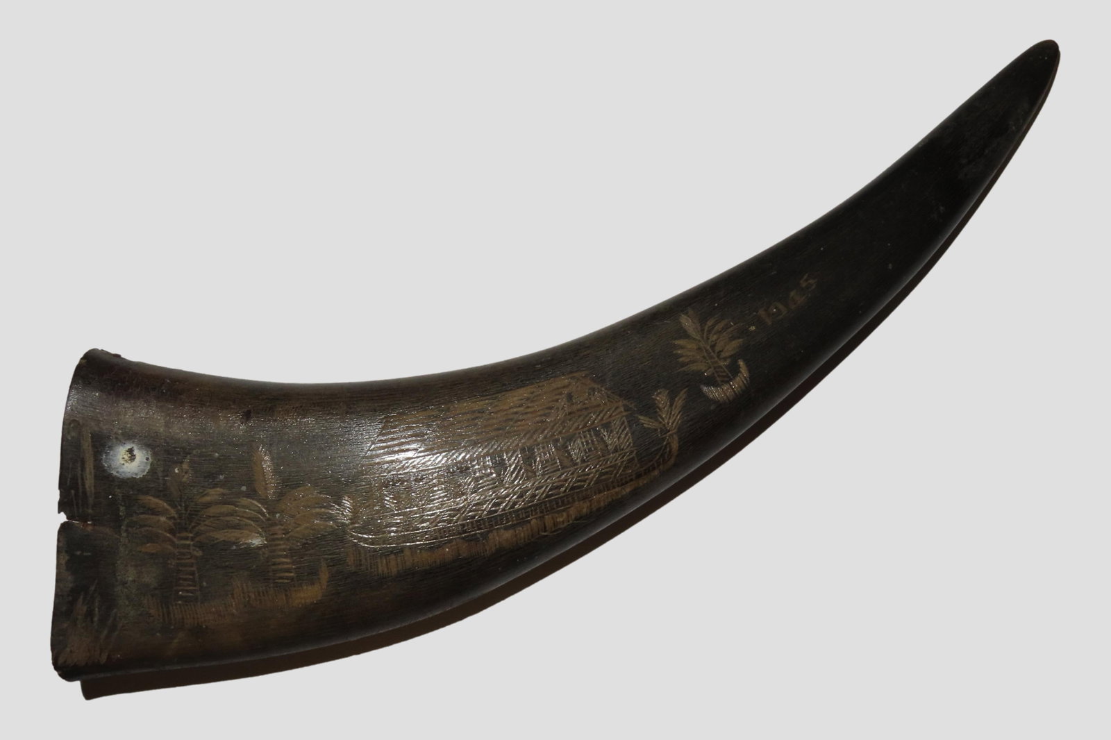 10 1/4" Inscribed Powder Horn: 10 1/4" Inscribed Powder Horn