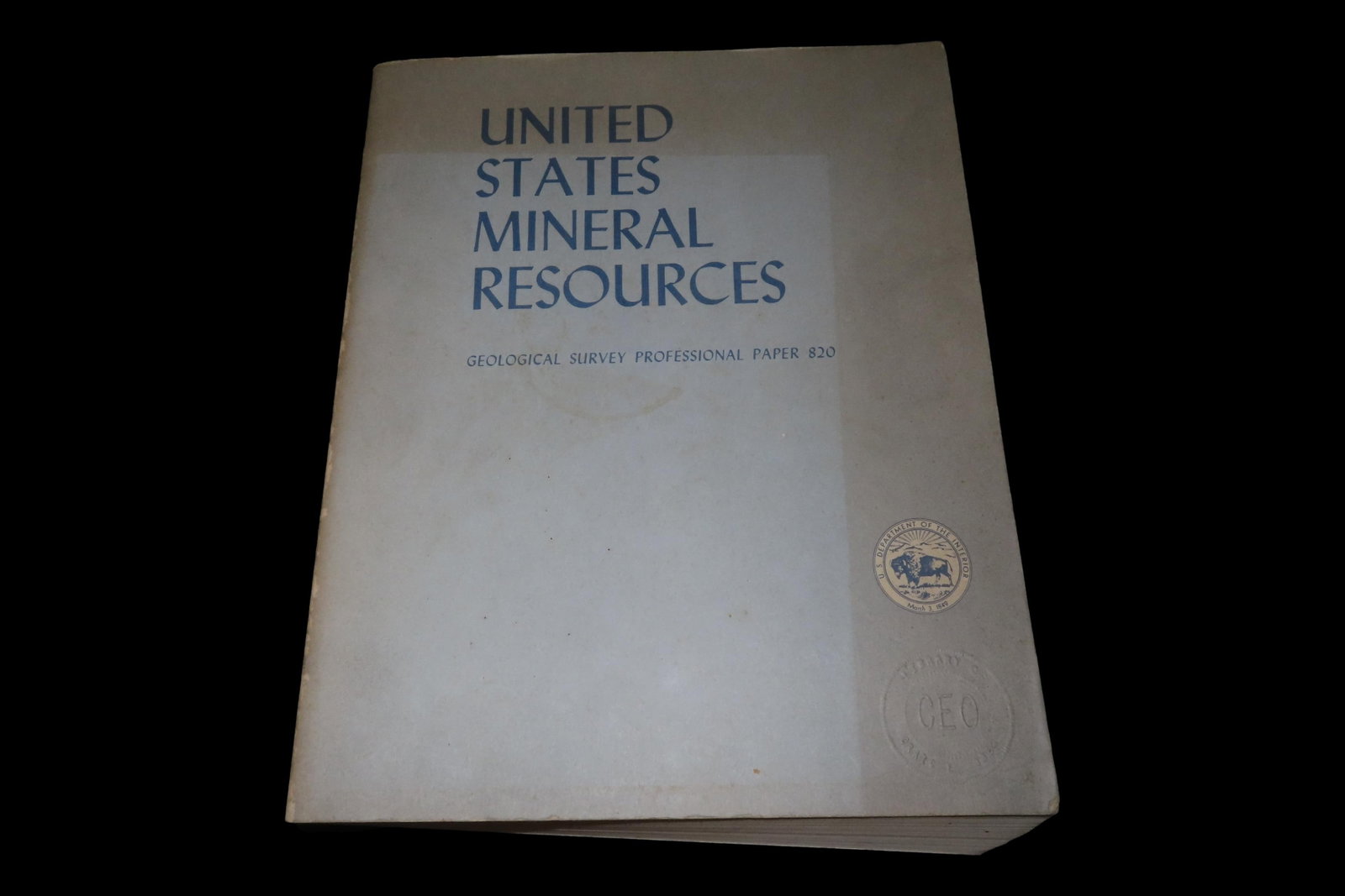 United States Mineral Resources, Geological Survey Professional Paper 820: United States Mineral Resources, Geological Survey Professional Paper 820