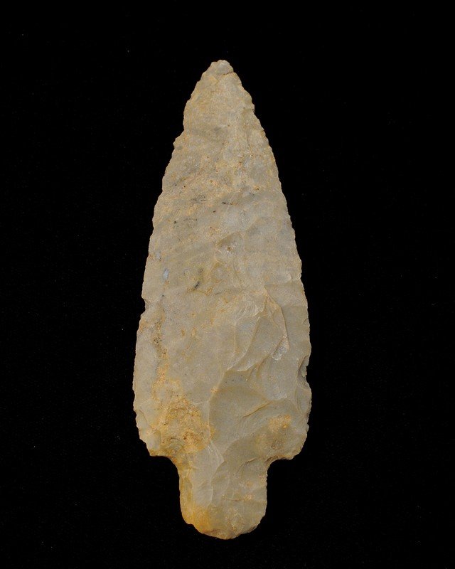Kramer point, grey flint, 4 1/8", found by Perry (1 of 4)