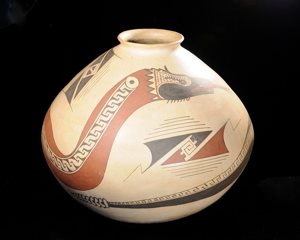Very Large Southwest Pottery Vessel, 13 1/2" Dia: Very Large Southwest Pottery Vessel, 13 1/2" dia, 12 1/2" tall, Signed by Felix Ortiz