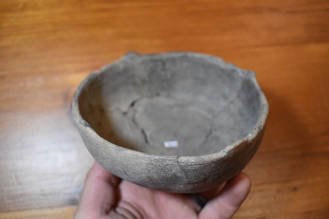 SMALL POTTERY BOWL, 5 1/2" DIA, BROKEN AND GLUED SACK (1 of 4)