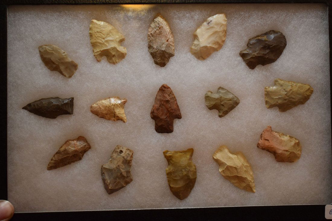8 1/2" X 12" FRAME OF 15 ARROWHEADS FOUND IN GREENE (1 of 3)