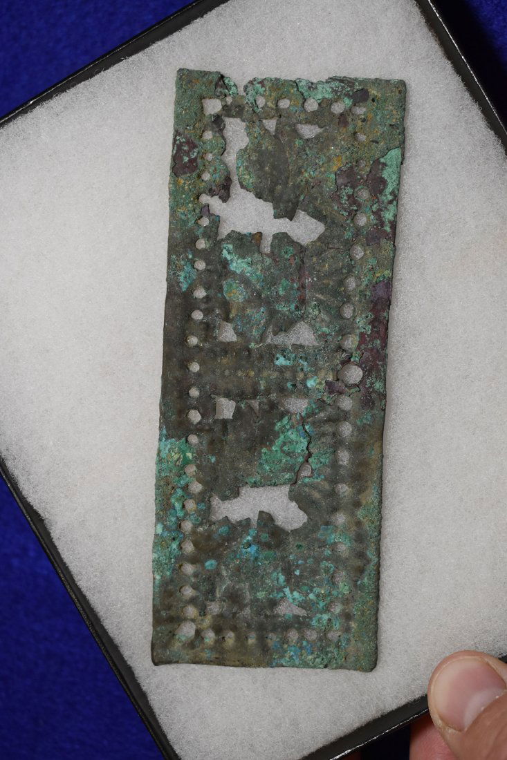 5"  RARE COPPER BREAST PLATE WITH FRAME.  MAYAN FROM (1 of 3)