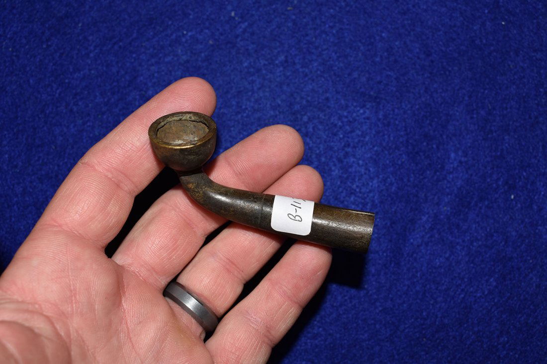3"  RARE IROQUOIS BRASS PIPE.  FOUND IN SENECA, NEW (1 of 5)