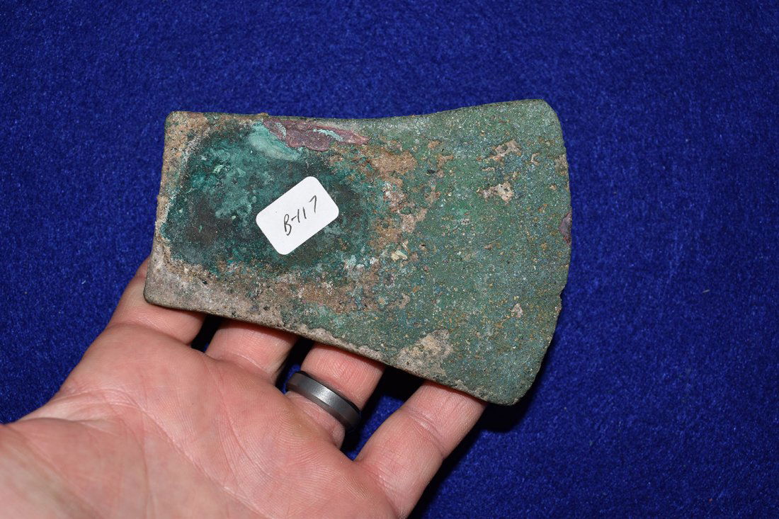 COPPER CELT FROM SOUTH AMERICA . MAYAN.  MEASURE  4 (1 of 2)