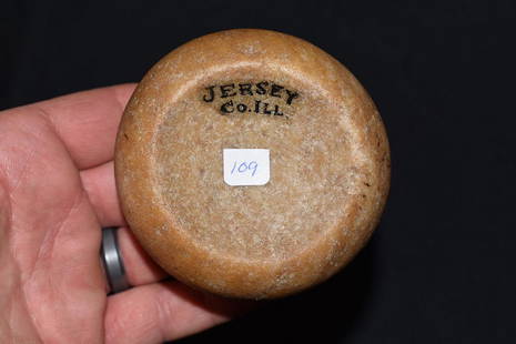 Great Quartz Jersey Bluff Discoidal: Nice deep cupped Jersey Bluff Discoidal, Well made, Found in Jersey Co Illinois, 3" x 1 1/2" https://www.youtube.com/watch?v=HRznSbBXs5o