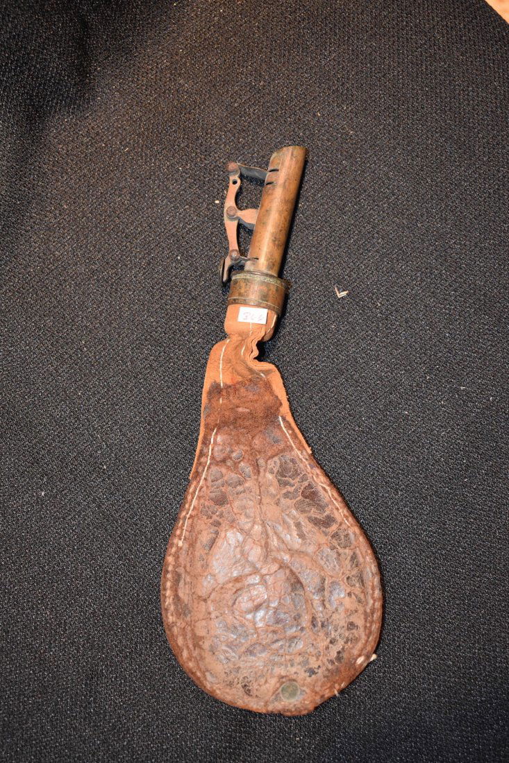 Leather Powder Flask, Repaired (1 of 1)