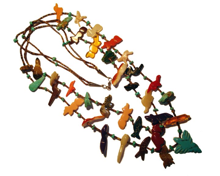 Vintage Chunky Fetish Necklace Turquoise Southwest Styl (1 of 1)