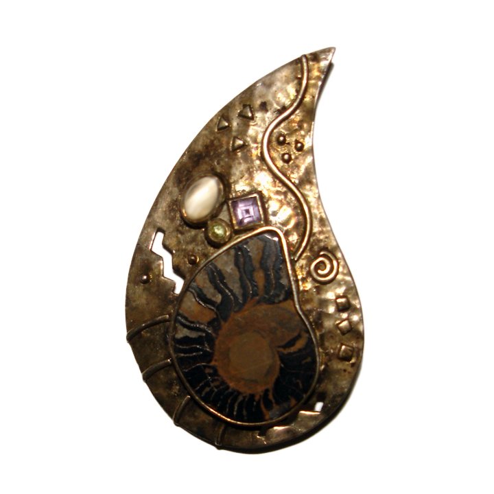 Exquisite Modernist Gold Vermeil Ammonite Pendant Pin (1 of 2)