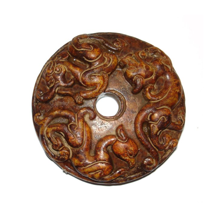 Archaic Jade Bi with Qilin, Dragon and Phoenix (1 of 2)