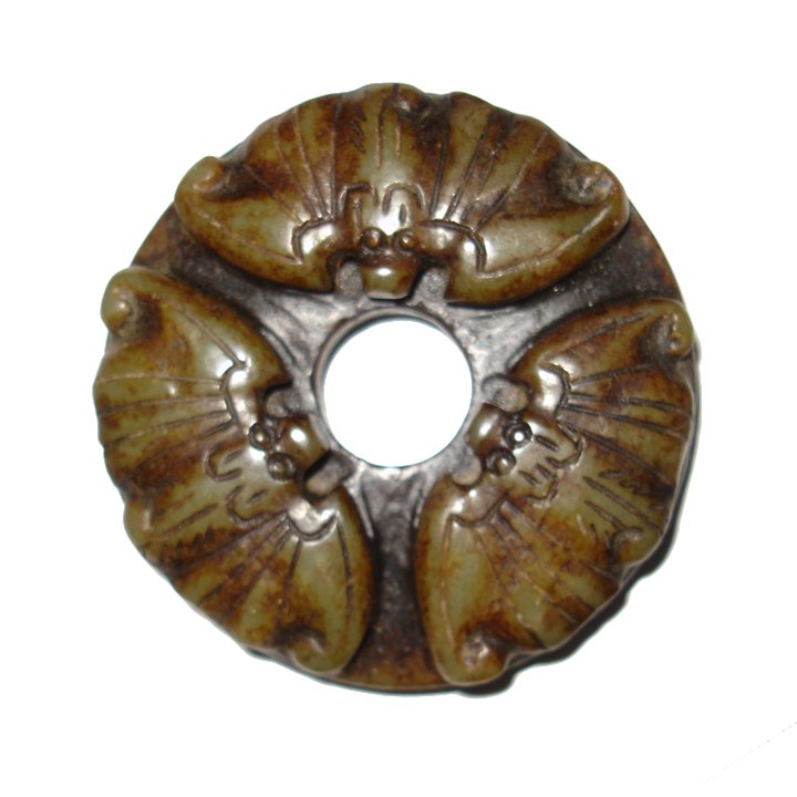 Antique Jade Pei with Fortune and Longevity Bats (1 of 3)